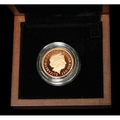 760 - A Royal Mint ERII 2009 22ct gold proof struck Sovereign, IRB portrait, gross weight approximately 7.... 