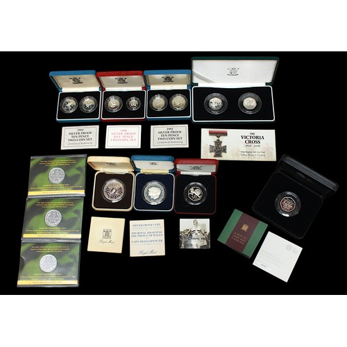 799 - Various Royal Mint Silver Proof Uncirculated coins including 2020 'Vote to Leave,' Silver Proof 5p T... 