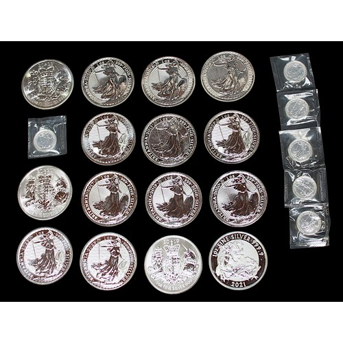 792 - Fifteen assorted 1oz Britannia £2 coins, some proof, prooflike and brilliant uncirculated, ranging f... 