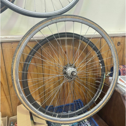 245 - A selection of road cycle wheels, hubs and rims, to include MAVIC (21 in total, viewing in person ad... 