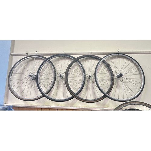 245 - A selection of road cycle wheels, hubs and rims, to include MAVIC (21 in total, viewing in person ad... 