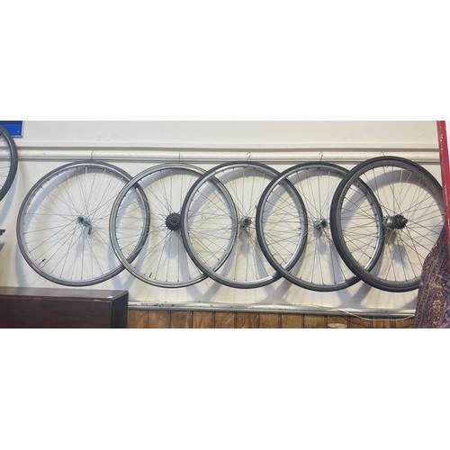 245 - A selection of road cycle wheels, hubs and rims, to include MAVIC (21 in total, viewing in person ad... 