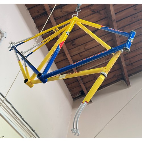 246 - A Basso bike frame, c-c 54cm, together with a Hearne frame c-c 57cm, both in Canary yellow and Sapph... 