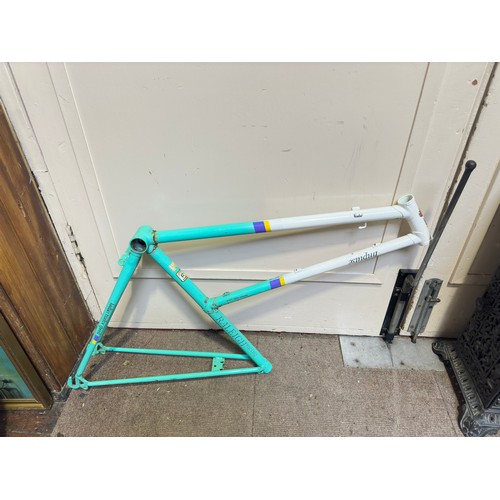 249 - A collection of 6 bike frames, various examples including MBK racing and Raleigh (in need of -re-chr... 