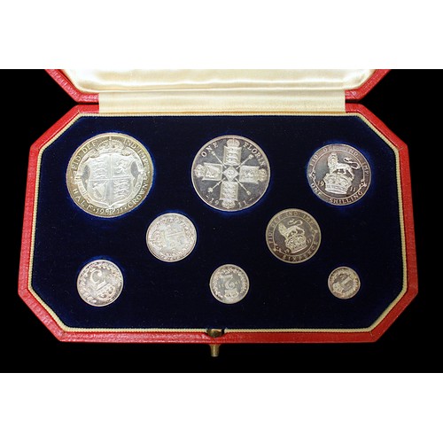 823 - A George V 1911 Specimen Set of 8-Coins comprising Half Crown, One Florin, 1s, 6d and Maundy set of ... 