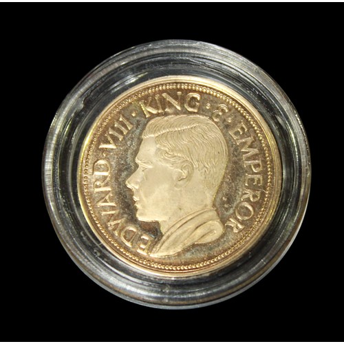 816 - An Edward VIII proof struck 9ct gold ‘Sovereign’, in clear plastic capsule, gross weight approximate... 