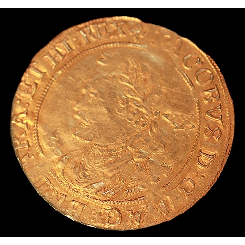 808 - A King James I Gold Laurel, 1619-1625, Obverse: Laureate and draped bust left, staight ties at rear ... 