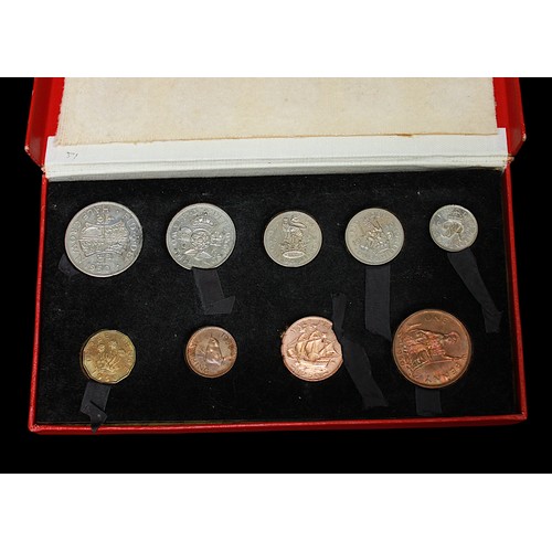 827 - A Royal Mint Specimen Set 1950, 9-coins, and 1951 Festival of Britain Specimen 10-coin set, both in ... 