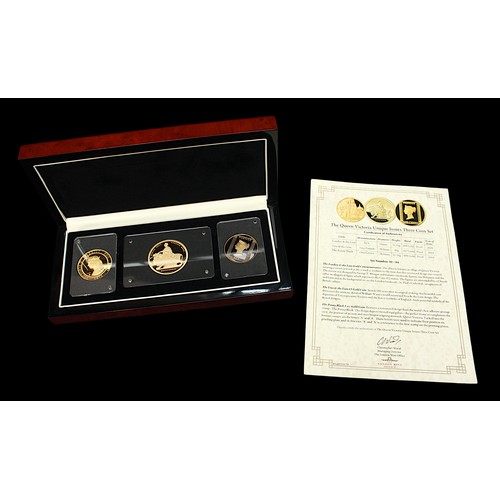 804 - London Mint Fine Gold Set 01/04 'The Queen Victoria Unique Issues Three Coin Set,' comprising London... 