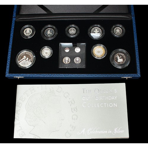 815 - The Queen's 80th Birthday Collection A Celebration of Silver, 2006, 13-Coins including Maundy Set, i... 