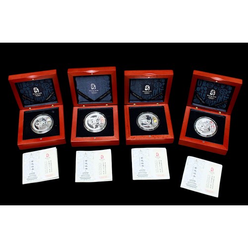 822 - Four Official Commemorative Silver Coins for the Games of the XXIX Olympiad, each Proof Struck, 40mm... 