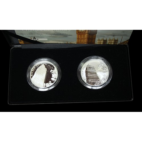 818 - Two Royal Mint cased silver two-coin sets, comprising ‘Chimes of History’ and ‘200th Anniversary Nel... 