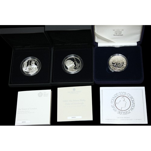 813 - A collection of assorted silver proof commemorative coins including a 2017 Platinum Wedding Annivers... 