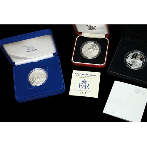 813 - A collection of assorted silver proof commemorative coins including a 2017 Platinum Wedding Annivers... 