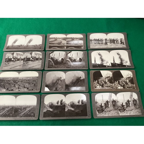 266 - A collection of 101x stereoscopic cards (48 of which are photographed) from World War One published ... 