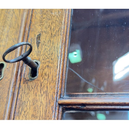 164 - A Regency mahogany secretaire bookcase, the shaped cornice above a pair of glazed doors with Gothic ... 