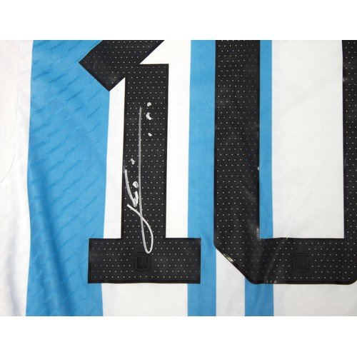 272 - An Argentina signed Lionel Messi No. 10 replica home jersey by Adidas for the World Cup Final 2022, ... 