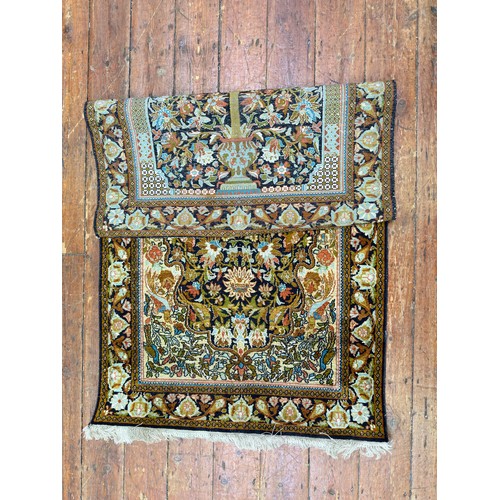 133 - A hand-knotted prayer rug with Mihrab worked with a tree of life and birds amidst branches, 158cm x ... 