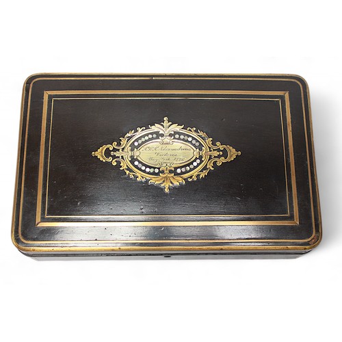 285 - An interesting rosewood trinket box, believed to be the former property of Queen Victoria. The top a... 