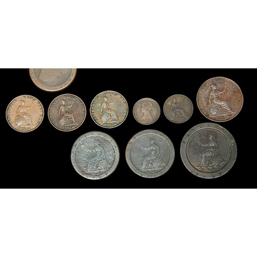 849 - A good quantity of copper coinage George I (1714-1727) to Queen Victoria (1837-1901) including good ... 