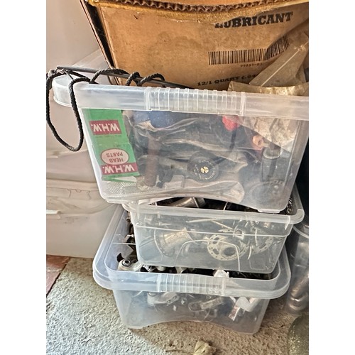 250 - A large collection of push bike spare parts, to include bike pedals and handlebars (Approximately 12... 