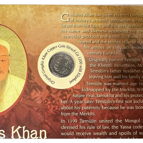 795 - A collection of foreign coins including Genghis Khan copper hammered coin circa 1200 struck with an ... 