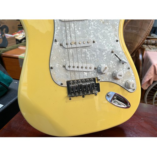 313 - Five various electric guitars in traditional Fender-style body shapes, to include a Fender Squier Af... 