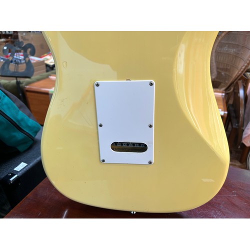 313 - Five various electric guitars in traditional Fender-style body shapes, to include a Fender Squier Af... 