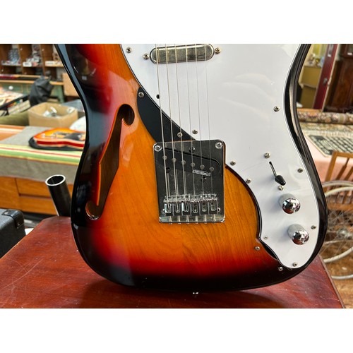 313 - Five various electric guitars in traditional Fender-style body shapes, to include a Fender Squier Af... 