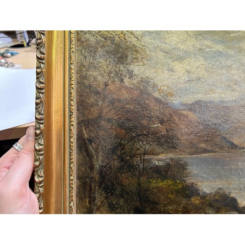 211 - Samuel Bough RSA, RSW (1822-1878) ‘Loch Fyne’ signed and dated 1867, oil on board, in gilt frame. 28... 