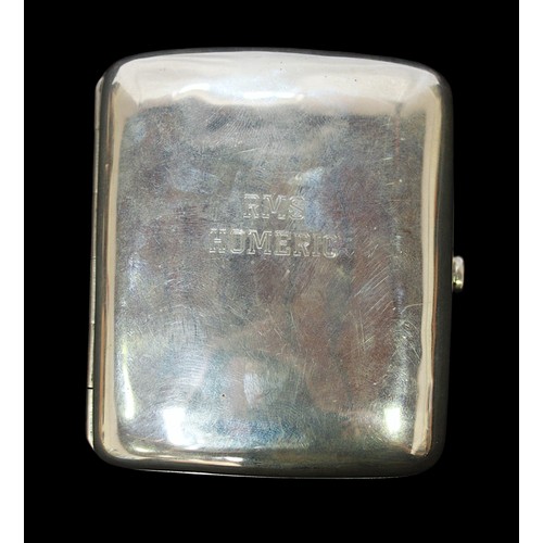 6 - A silver cigarette case by Sampson Mordan & Co. Engraved to front ‘RMS Homeric’, a White Star Line s... 