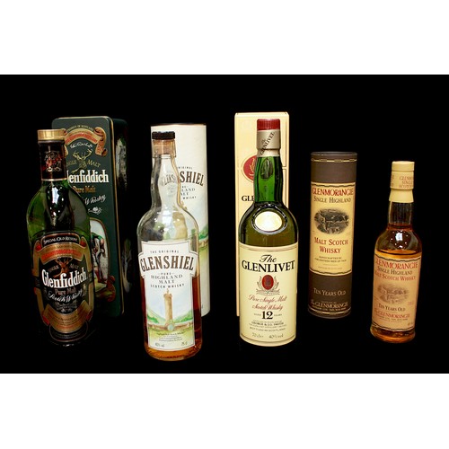 223 - Four various bottles of Malt Scotch Whisky housed in presentation tins, including Glenfiddich Pure M... 