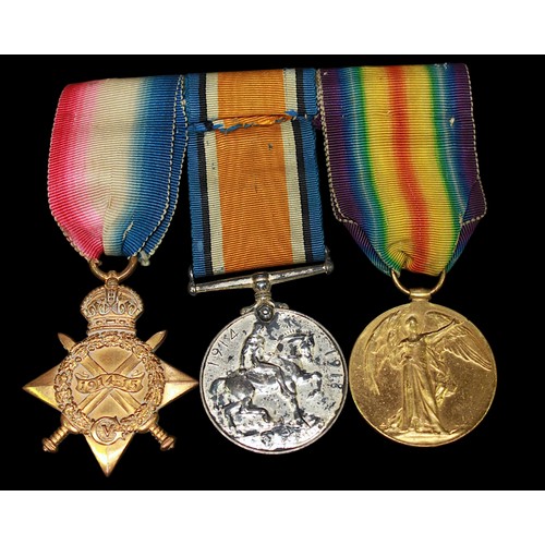 166 - A WWI medal trio, all with ribbons on bar, named to ‘3320 PTE. A. MOSS. ESSEX R.’ (COUNTER 1)