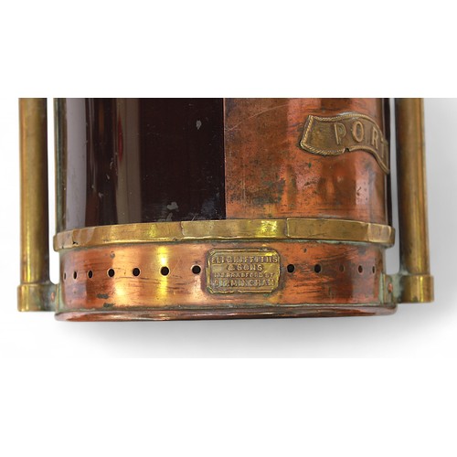 15 - An Eli Griffiths & Sons, Birmingham, copper and brass dual port/starboard and anchor light, with ris... 