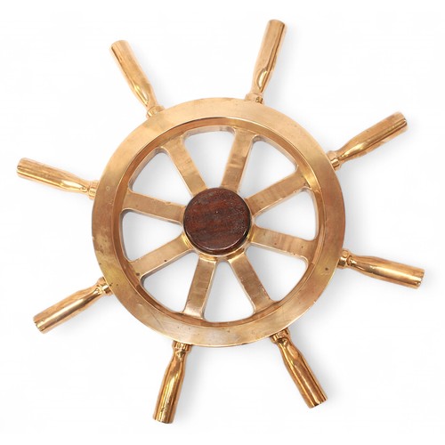 17 - A Brass Eight-Spoke Ship's Wheel, 51cm dimameter.