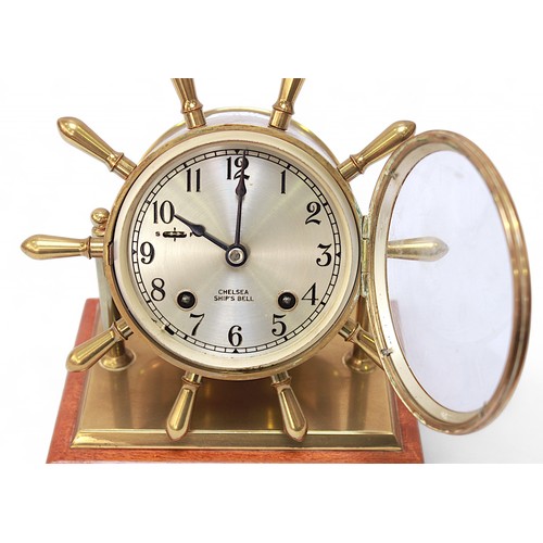 14 - A 'Chelsea Ship's Bell' mantel clock, with eight-day spring-driven movement striking a bell, silvere... 