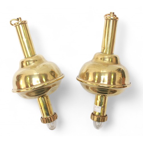 19 - A pair of brass Ship's Man-Overboard Beacon Lights, 36cm long.