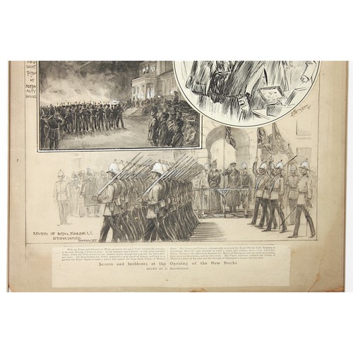 174 - Douglas Macpherson 1871-1951, original artwork for the Daily Graphic showing HMS 'Vivid' Breaking th... 