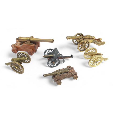 41 - A collection of six various scale model cannons of 18th to early 20th century design.