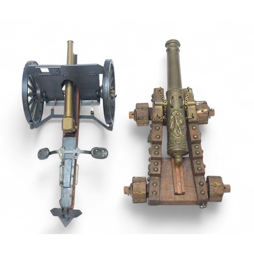 41 - A collection of six various scale model cannons of 18th to early 20th century design.