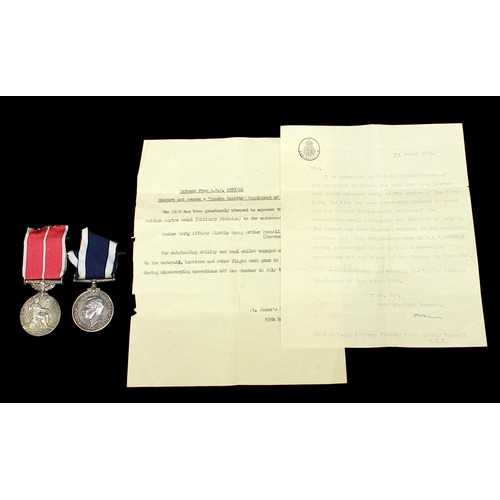 155 - A British Empire Medal (Military) with King's confirmation letter from St James's Palace and Admiral... 