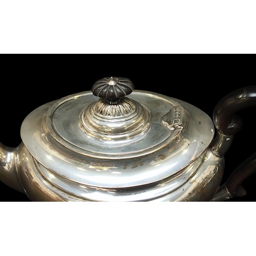 315 - A George V three-piece silver teaset by Martin Hall & Co. Ltd, comprising teapot, cream jug and suga... 