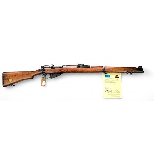 112 - A British Enfield .303 S.M.L.E. Bolt-Action Rifle, Mark III* 1917, with 25” barrel, full beechwood s... 