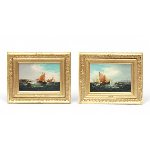 178 - George Knight (1851-1922) British, A pair of marine scenes with gaff-rigged fishing cutters and othe... 