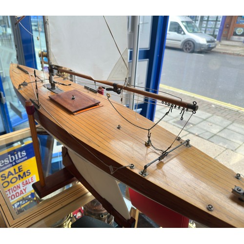 47 - A large Bermuda Rigged Pond Yacht, called Long Tall Sally, with planked and pinned wooden hull, pain... 