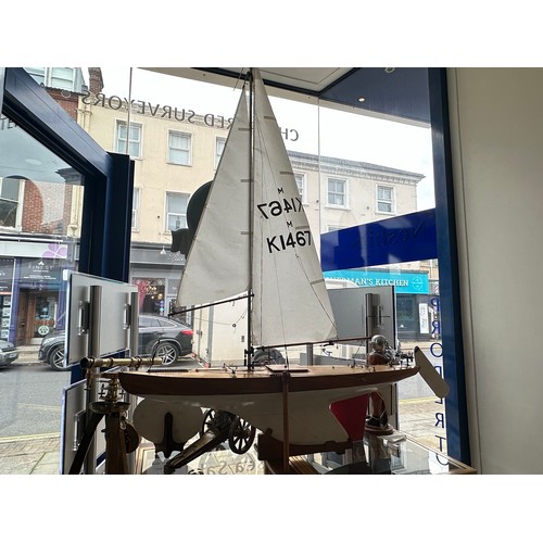 47 - A large Bermuda Rigged Pond Yacht, called Long Tall Sally, with planked and pinned wooden hull, pain... 