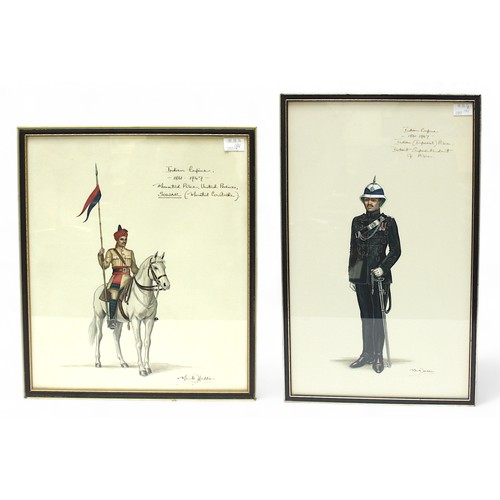 198 - Mark Haddon.  Four various framed original watercolour studies of Policemen from the Indian Empire 1... 