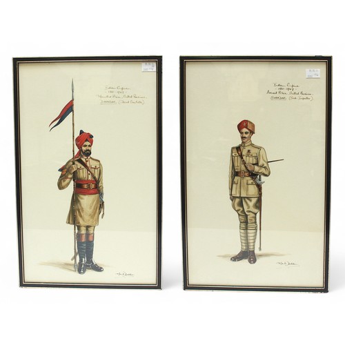 198 - Mark Haddon.  Four various framed original watercolour studies of Policemen from the Indian Empire 1... 