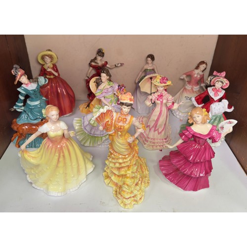 283 - A collection of eleven assorted Royal Doulton figures of ladies, comprising HN3702 Le Bal, HN3621 Au... 