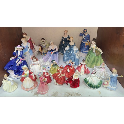 291 - A collection of twenty two various Royal Doulton porcelain figures of ladies, to include HN2368 Fleu... 